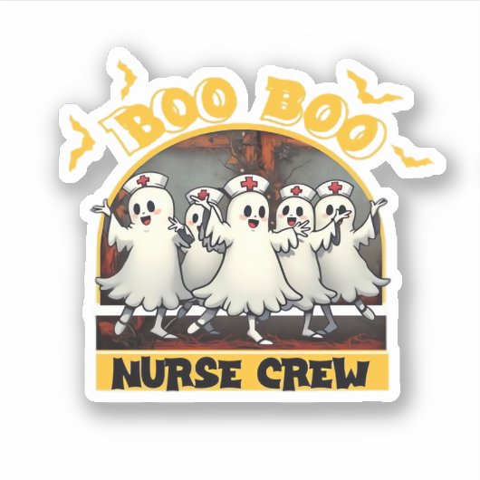 BOO BOO CREW CLASSIC NURSE HALLOWEEN T-SHIRT Overs Sticker (Voorkant)