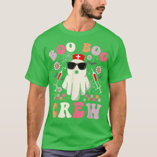 Boo Boo Crew Cute Nurse Ghost Glasses Retro Groovy T-shirt