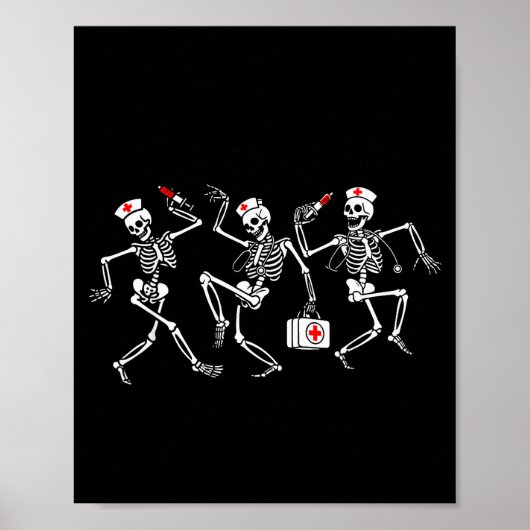 Boo Boo Crew Funny Dancing Skeleton Nurse Squad Ha Poster (Voorkant)