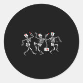 Boo Boo Crew Funny Dancing Skeleton Nurse Squad Ha Ronde Sticker (Voorkant)