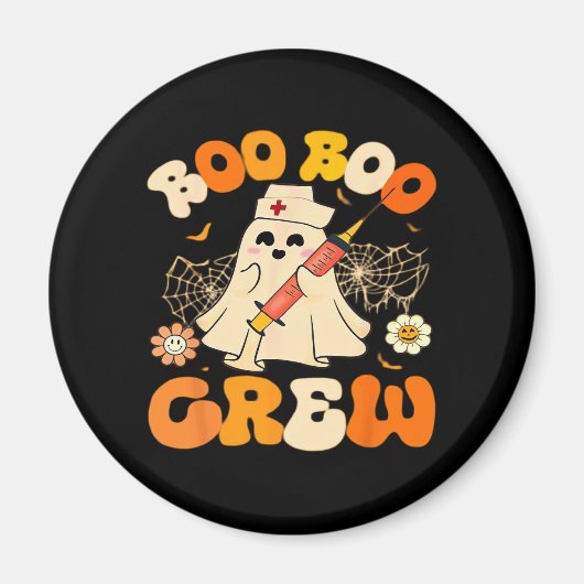 Boo Boo Crew Funny Ghost For Nurse, Retro Hallowee Magneet (Voorkant)