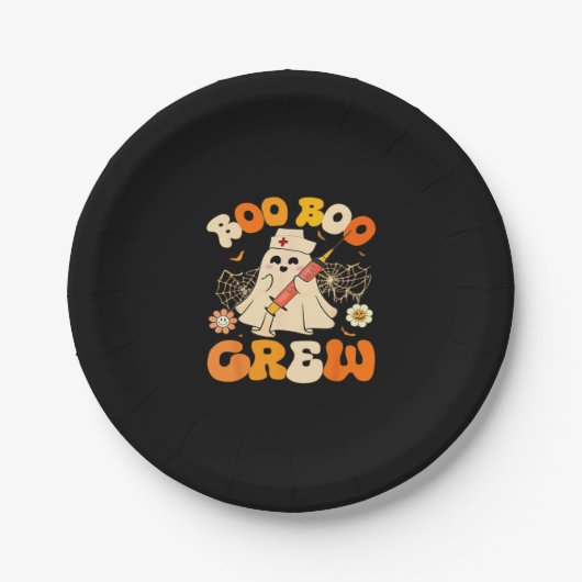 Boo Boo Crew Funny Ghost For Nurse, Retro Hallowee Papieren Bordje (Voorkant)