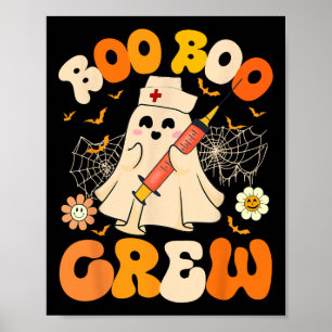 Boo Boo Crew Funny Ghost Nurse Retro Halloween Nur Poster