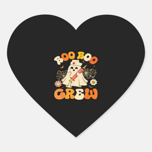 Boo Boo Crew Funny Ghost voor Nurse, Retro Hallowe Hart Sticker (Voorkant)
