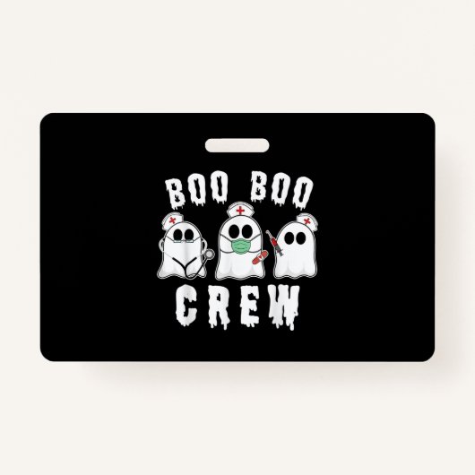 Boo Boo Crew Funny Nurse Ghost Costume Halloween Badge (Voorkant)