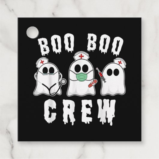 Boo Boo Crew Funny Nurse Ghost Costume Halloween Bedankjes Labels (Voorkant)