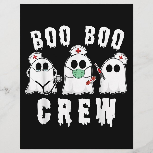 Boo Boo Crew Funny Nurse Ghost Costume Halloween Briefhoofd (Voorkant)
