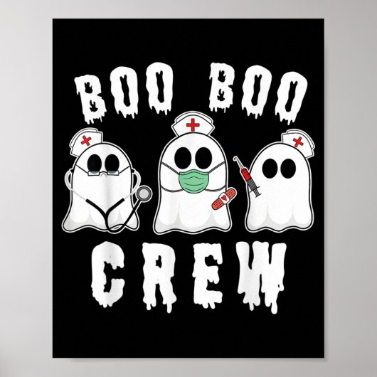 Boo Boo Crew Funny Nurse Ghost Costume Halloween Poster (Voorkant)