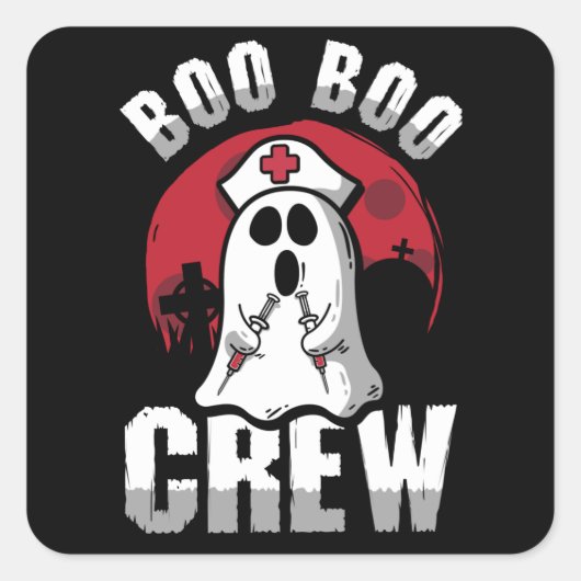 Boo Boo Crew Funny Nurse Halloween Vierkante Sticker (Voorkant)