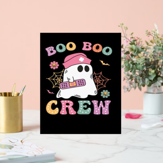 Boo Boo Crew Ghost Nurse Classic T-shirt Acryl Bord (Huwelijk)