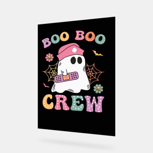 Boo Boo Crew Ghost Nurse Classic T-shirt Acryl Bord (Hoek)