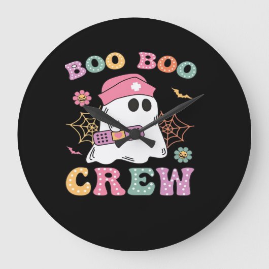 Boo Boo Crew Ghost Nurse Classic T-shirt Grote Klok (Voorkant)