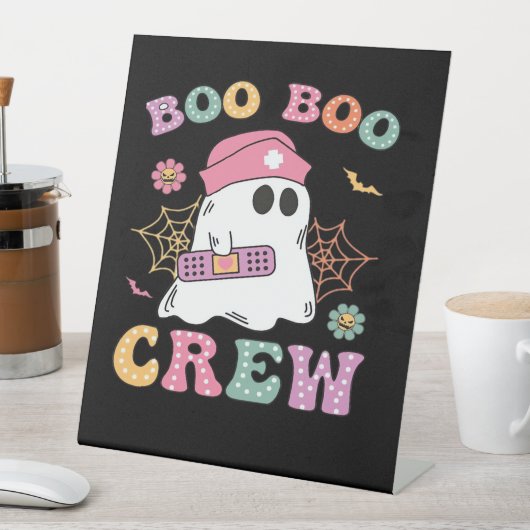 Boo Boo Crew Ghost Nurse Classic T-shirt Reclamebord Met Voetstuk (Insitu)