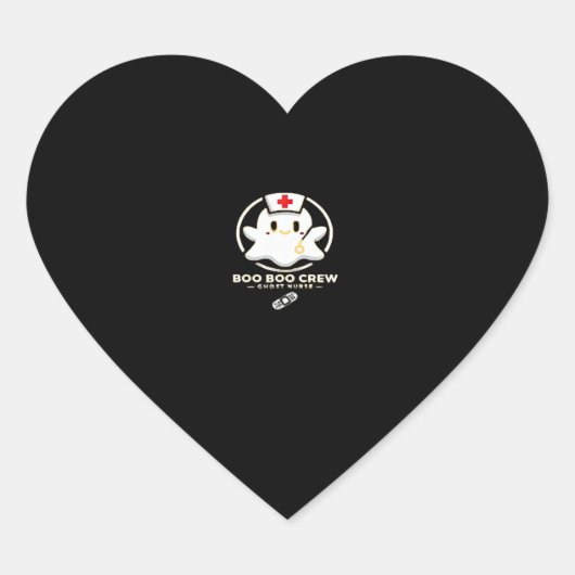 Boo Boo Crew Ghost Nurse - Schattigee en Spooky Ha Hart Sticker (Voorkant)