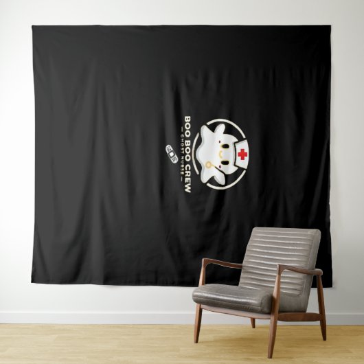 Boo Boo Crew Ghost Nurse - Schattigee en Spooky Ha Wandkleed (In Situ (horizontaal))