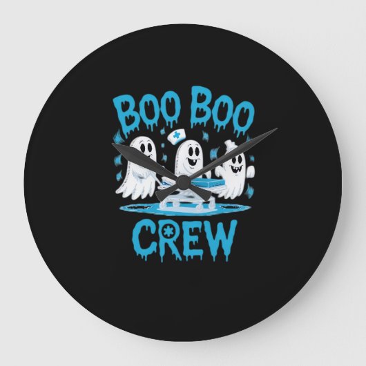 Boo Boo Crew Ghost Paramedic Nurse Halloween Essen Grote Klok (Voorkant)