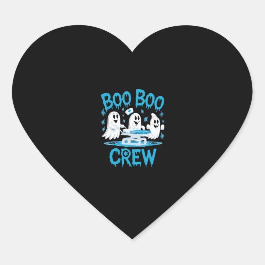Boo Boo Crew Ghost Paramedic Nurse Halloween Essen Hart Sticker (Voorkant)