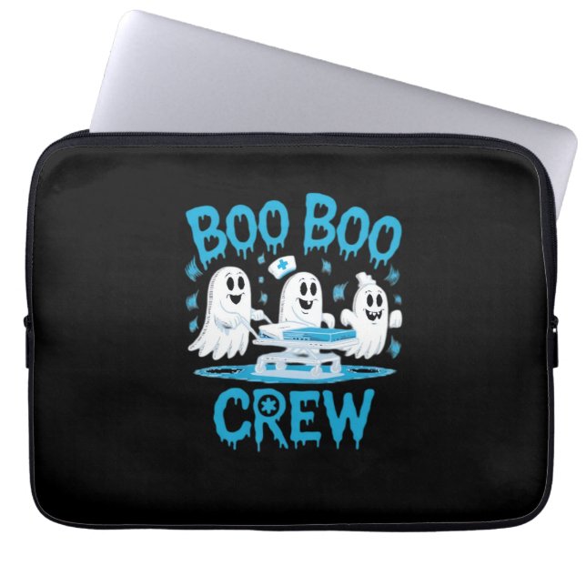 Boo Boo Crew Ghost Paramedic Nurse Halloween Essen Laptop Sleeve (Voorkant)