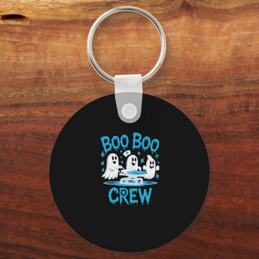 Boo Boo Crew Ghost Paramedic Nurse Halloween Essen Sleutelhanger (Voorkant)