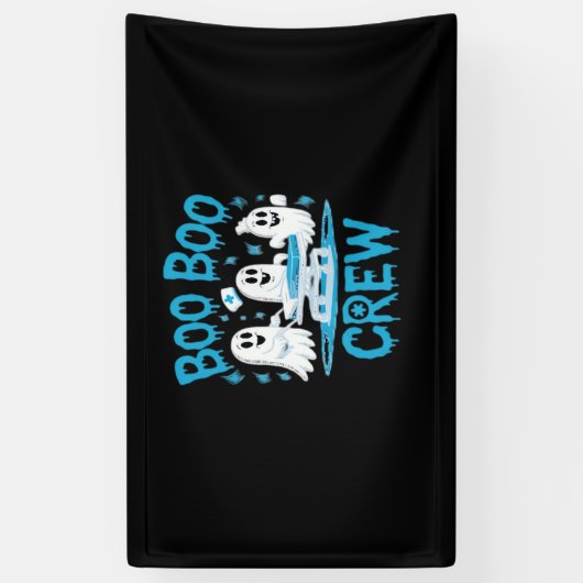Boo Boo Crew Ghost Paramedic Nurse Halloween Essen Spandoek (Verticaal)