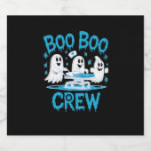 Boo Boo Crew Ghost Paramedic Nurse Halloween Essen Sparkling Wijnetiket (Enkel label)