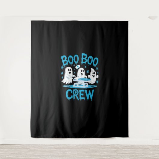 Boo Boo Crew Ghost Paramedic Nurse Halloween Essen Wandkleed (Voorkant)
