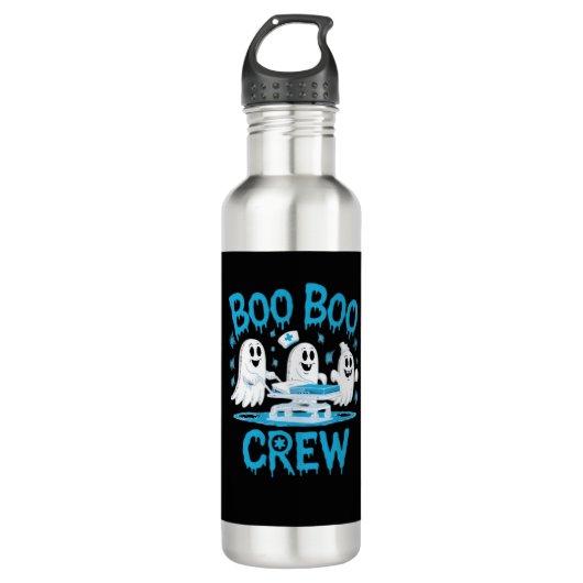 Boo Boo Crew Ghost Paramedic Nurse Halloween Essen Waterfles (Voorkant)