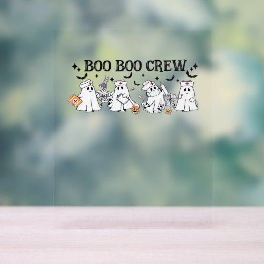 Boo Boo Crew Halloween Classic T-shirt Acryl Bord (Neutraal)