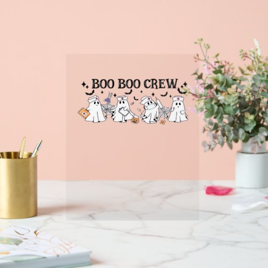Boo Boo Crew Halloween Classic T-shirt Acryl Bord (Huwelijk)