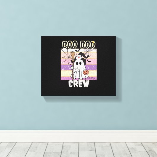 Boo Boo Crew Halloween Ghost Nurse Essential T-Shi Canvas Afdruk (Insitu (Houten vloer))
