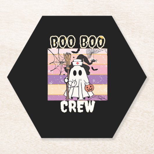 Boo Boo Crew Halloween Ghost Nurse Essential T-Shi Kartonnen Onderzetters (Voorkant)
