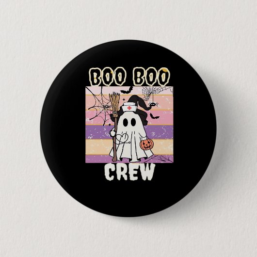 Boo Boo Crew Halloween Ghost Nurse Essential T-Shi Ronde Button 5,7 Cm (Voorkant)
