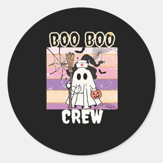 Boo Boo Crew Halloween Ghost Nurse Essential T-Shi Ronde Sticker (Voorkant)