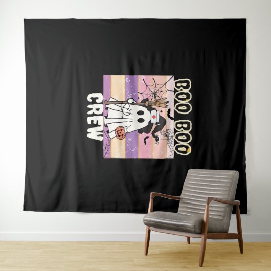 Boo Boo Crew Halloween Ghost Nurse Essential T-Shi Wandkleed (In Situ (horizontaal))