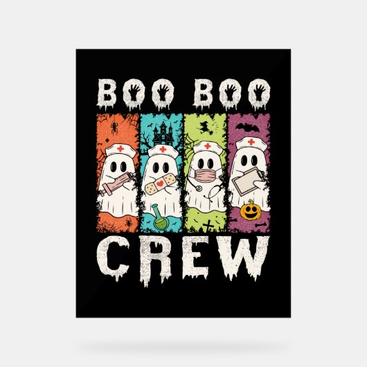 Boo Boo Crew Halloween Nurse Acryl Bord (Voorkant)