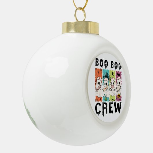 Boo Boo Crew Halloween Nurse Keramische Bal Ornament (Links)