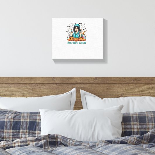 Boo Boo Crew Halloween Nurse met Spuiten en Pum Canvas Afdruk (Insitu (Slaapkamer))