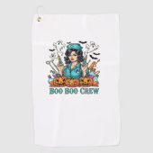 Boo Boo Crew Halloween Nurse met Spuiten en Pum Golfhanddoek (Voorkant)