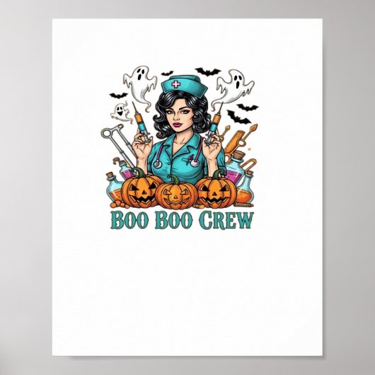 Boo Boo Crew Halloween Nurse met Spuiten en Pum Poster (Voorkant)