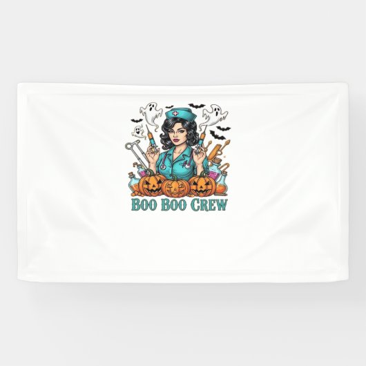 Boo Boo Crew Halloween Nurse met Spuiten en Pum Spandoek (Horizontaal)
