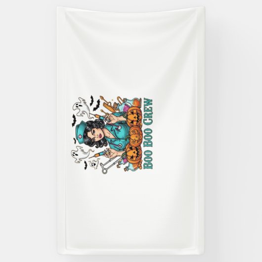 Boo Boo Crew Halloween Nurse met Spuiten en Pum Spandoek (Verticaal)
