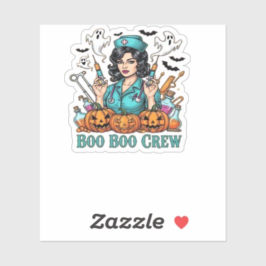 Boo Boo Crew Halloween Nurse met Spuiten en Pum Sticker (Vel)