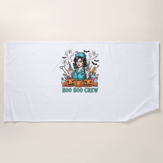 Boo Boo Crew Halloween Nurse met Spuiten en Pum Strandlaken (Voorkant)