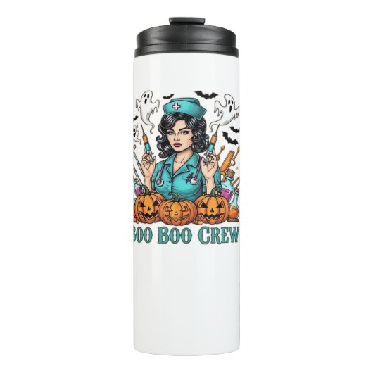 Boo Boo Crew Halloween Nurse met Spuiten en Pum Thermosbeker (Voorkant)