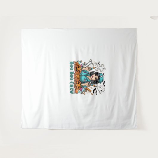 Boo Boo Crew Halloween Nurse met Spuiten en Pum Wandkleed (Voorkant (horizontaal))