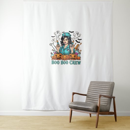Boo Boo Crew Halloween Nurse met Spuiten en Pum Wandkleed (In situ)