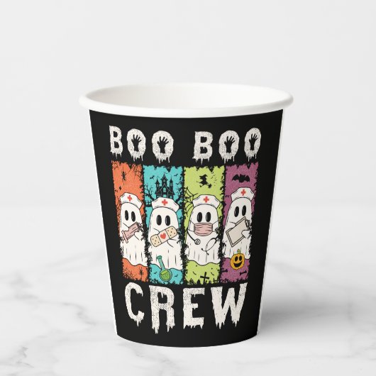 Boo Boo Crew Halloween Nurse Papieren Bekers (Voorkant)
