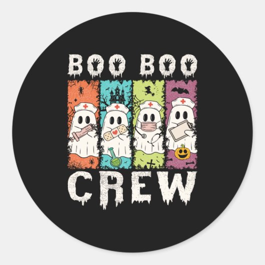 Boo Boo Crew Halloween Nurse Ronde Sticker (Voorkant)