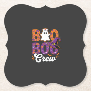 Boo Boo Crew Halloween Verpleegster Spook Ontwerp Kartonnen Onderzetters