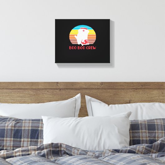 Boo Boo Crew Nurse Funny Ghost Halloween Classic T Canvas Afdruk (Insitu (Slaapkamer))